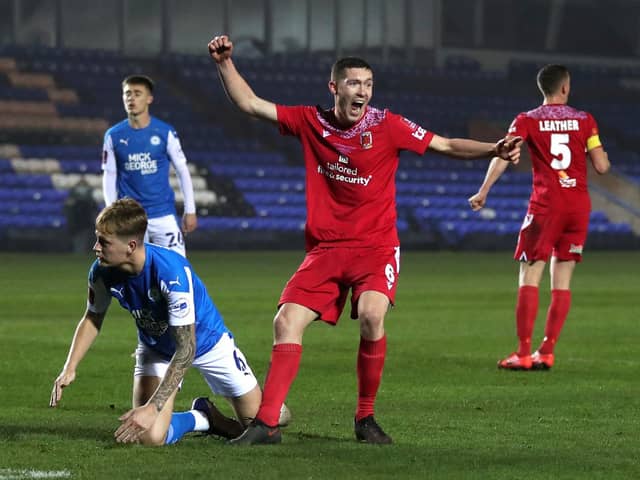 Lewis Baines scores against Peterborough in the FA Cup