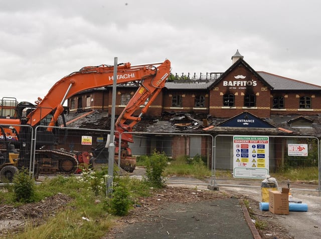 Demolition work begins at the derelict Baffito's restaurant at Preston Docks.