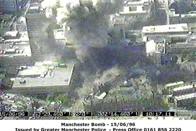 Moment by the 1996 Manchester bomb exploded caught on CCTV