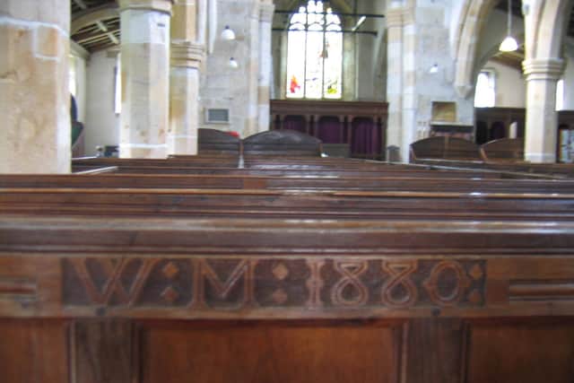Walter Morrison's pew in Kirkby Malham Church from after the refurbishment, partially funded by Walter Morrison.