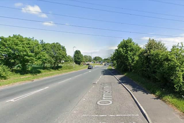The rider collided with a signpost as he was travelling on the A570 Ormskirk Road towards the Four Lane Ends Roundabout. (Credit: Google)