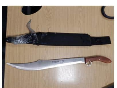 The machete recovered by police in Hutton