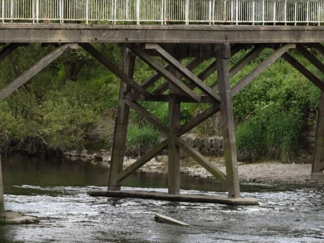 Pieces are beginning to fall off the old Tram Bridge.