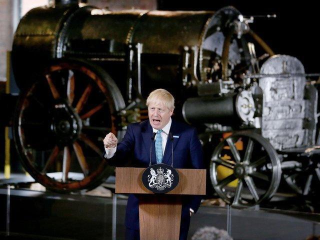 Britain's Prime Minister Boris Johnson during a speech on domestic priorities at the Science and Industry Museum on July 27, 2019 in Manchester, England. The PM announced that the government will back a new rail route between Manchester and Leeds. (Photo by Lorne Campbell - WPA Pool/Getty Images)