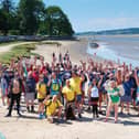 The walkers at Arnside before setting off on Morecambe Bay's first ever naked cross bay walk.