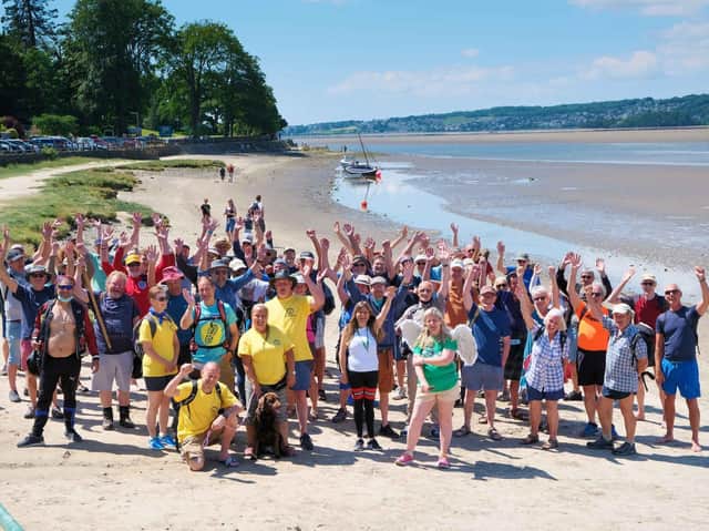 The walkers at Arnside before setting off on Morecambe Bay's first ever naked cross bay walk.