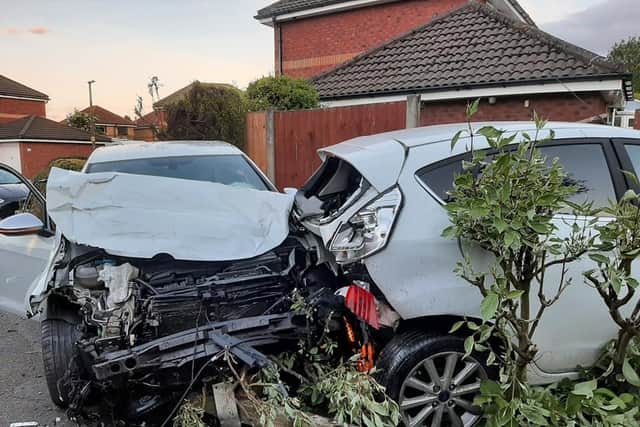 Startled residents in Edward Street ran out of their homes on Saturday night (June 19) after hearing a "massive bang", and found a scene of carnage on a neighbour's driveway. Pic: Shane King