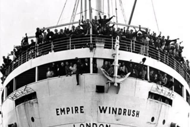 The Empire Windrush docks at Tilbury in June 1948.