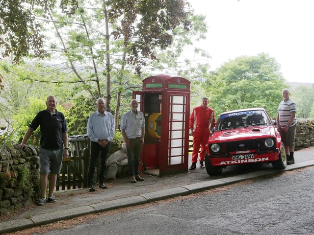 Pictured (from left) Mark Hothersall, Parish Councillors John Drinkall and Mark Atkinson, rally driver Darren Atkinson, and Parish Councillor Barry Pye by the new defibrillator Photo: www.pro-rally.co.uk