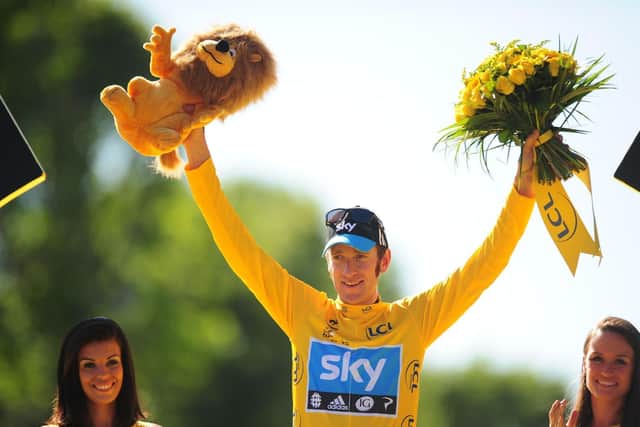 Bradley Wiggins celebrates his Tour de France win in 2012
