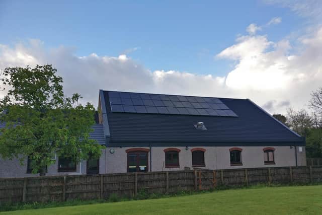 Grismargh Village Hall is now more eco-friendly. Photo shows the rear of building.