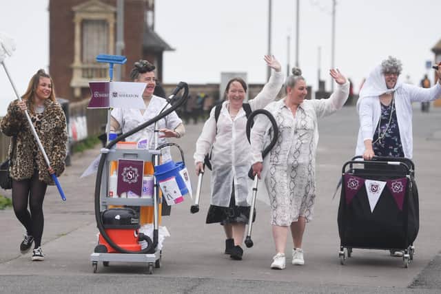 Head housekeeper Jeannette Lovatt was joined by Alison Beavers, Annie
Hatcher, Ellie Spencer, Sandie Beavers, Cliona Beavers and Peter Cox for the 5km dash to Blackpool Tower, Bispham and back to the hotel where they started.