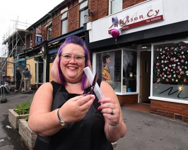 Cy Marshall outside her renovated hair salon in Towngate, Leyland