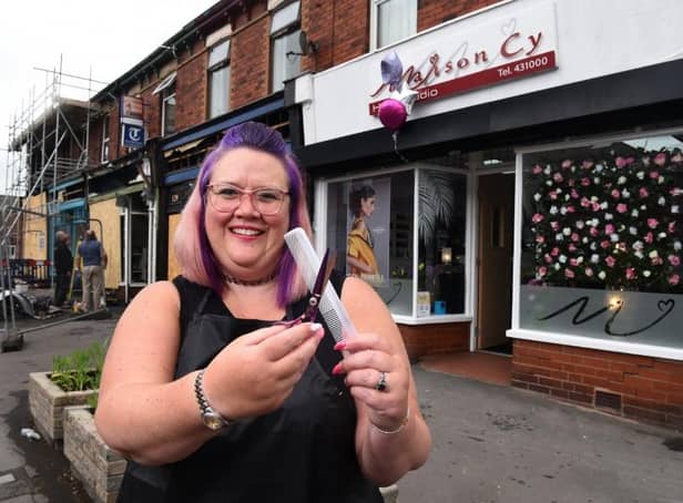 Cy Marshall outside her renovated hair salon in Towngate, Leyland