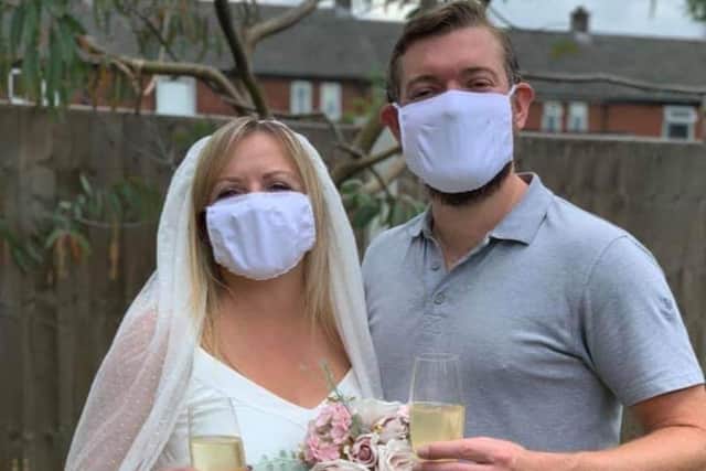 Emma Kerrigan and her fiance Andrew Pilkington had a mock-up wedding party to stay in good spirits