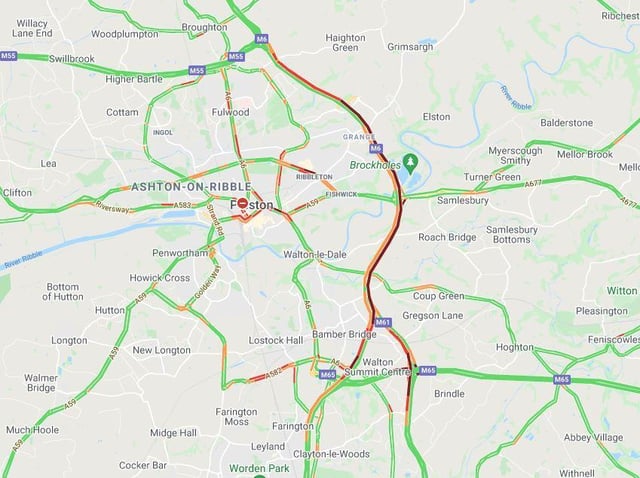 Two lanes were closed on the M6 southbound between junctions 30 and 29. (Credit: AA)