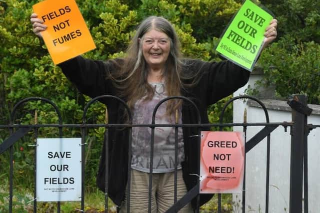 Local campaigner Jean Berry celebrating the news that an appeal against plans to build on a plot in Whitestake has been dismissed (image:  Neil Cross)