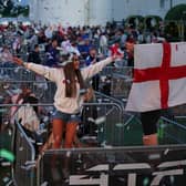 Fans watch the UEFA Euro 2020 Group D match between Czech Republic and England at the 4TheFans fan park in Manchester