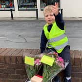 Little star Noah with his random acts of kindness trolley