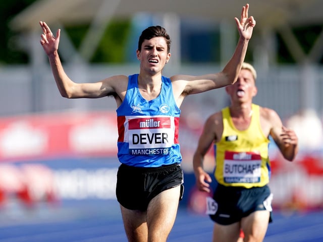 Patrick Dever wins the 5,000m at the UK Championships