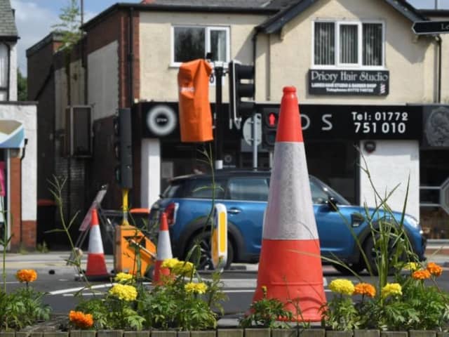 'Cone City' as Penwortham waits for its new lights to be switched on.