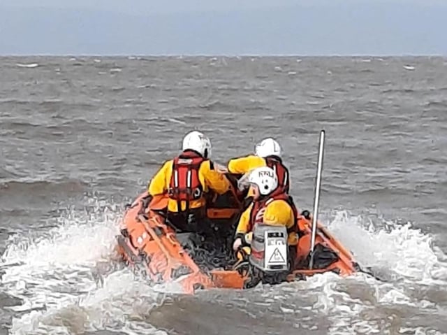 Morecambe's RNLI lifeboat was launched from Snatchems to rescue a person in difficulty on the River Lune weir.