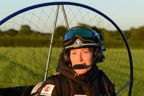Sacha Dench, also known as the Human Swan, will be visiting the Eden Project North site in Morecambe as part of the Round Britain Climate Challenge, her daring paramotor flight to circumnavigate Great Britain.