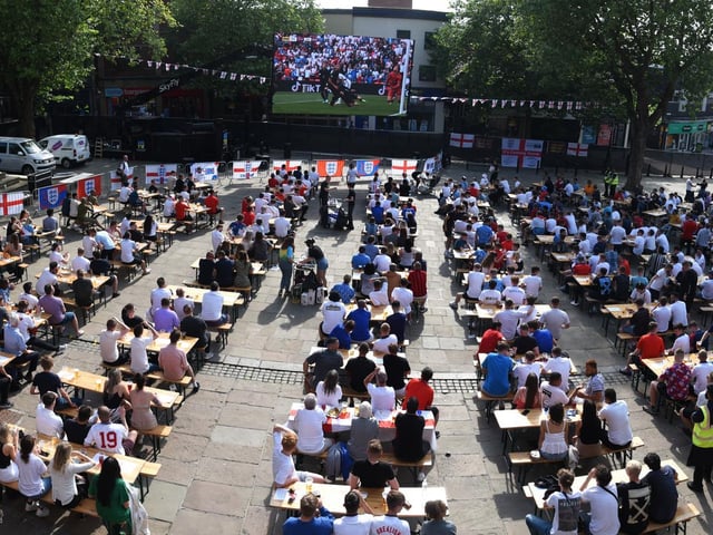Football fans watching the England v Germany match