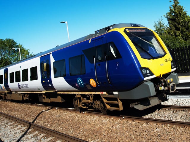 Northern 195 Humphrey Park 3. Northern Rail customers are warned of disruptions to services this weekend due to Covid-19. Picture by Tony Miles.