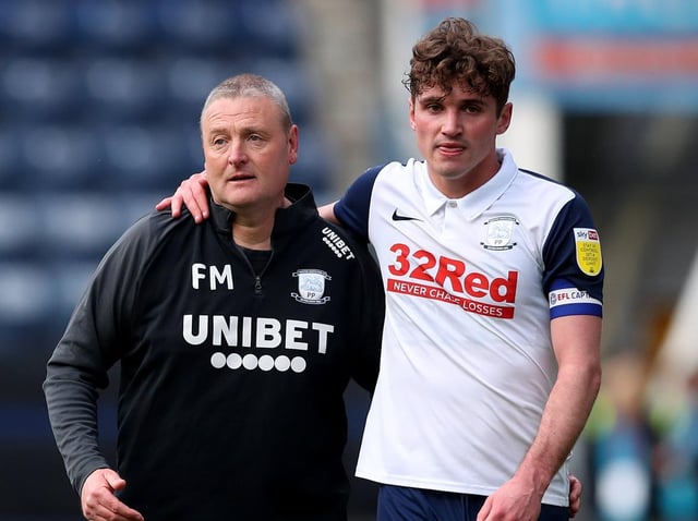 PNE head coach Frankie McAvoy alongside Ryan Ledson.