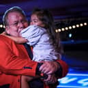 Olivia, four, was in tears as her dad, the resort comic Joey Blower, 58, welcomed her on stage at Viva Blackpool, at the end of his last show before flying abroad for cancer treatment in Prague, on Saturday, July 3, 2021 (Picture: Martin Bostock for The Gazette)