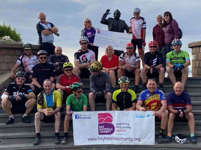 The coast-to-coast team at the finish in Morecambe.