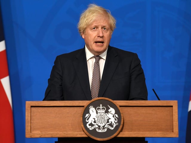 Prime minister Boris Johnson making his announcement