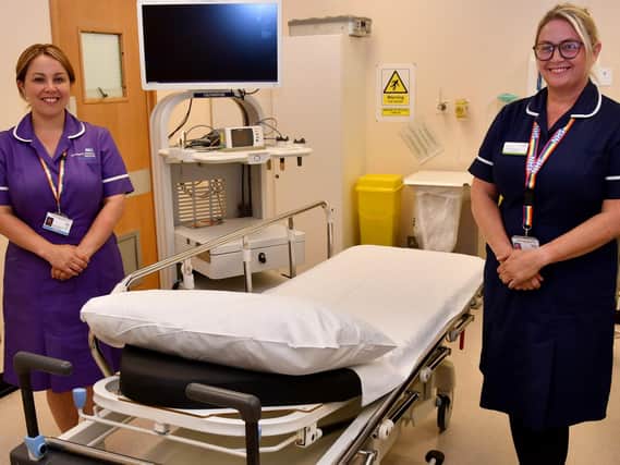 Chorley and South Ribble Hospital Endoscopy Manager Christine Roberts (right) with Lancashire Teaching Hospitals Nursing, Midwifery and Allied Health Professions Director Sarah Cullen.