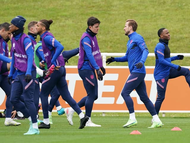 England had their final training session at St George's Park on Tuesday before heading south for Wednesday's Euro 2020 semi-final at Wembley