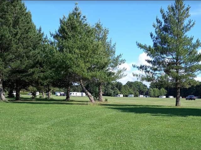 Caravans parked on Haslam Park.