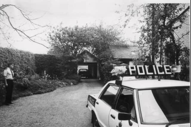 The scene at the house in Broughton on the morning of the murder in 1981.