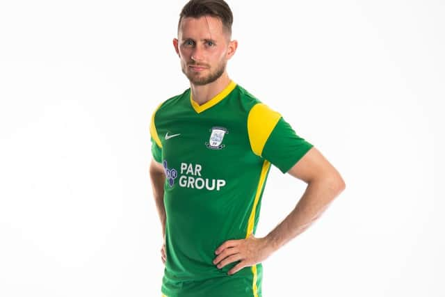 Preston North End skipper Alan Browne sports the new away kit     Photo courtesy of PNE