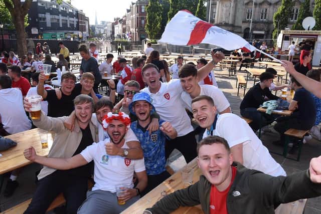 England fans tonight in Preston's Flag Market