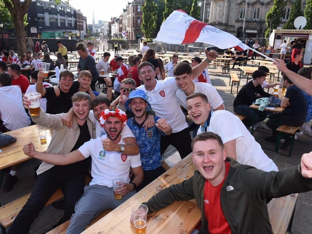 England fans tonight in Preston's Flag Market