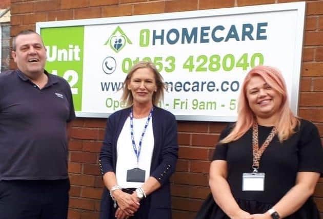 Credit union for Preston and Blackpool Clever Money has teamed up with 1 Homecare as its latest payroll partner.
CLEVR Money manager Anthony Brookes (left) with Lisa Barnett and Samirah Morcos of 1 Homecare.