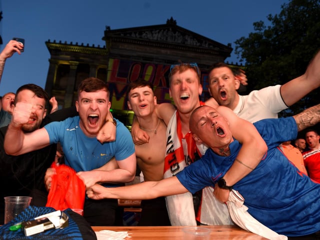 The lows and highs of being an England supporter at the Preston Fan Zone semi-final match against Denmark. England score the winner.