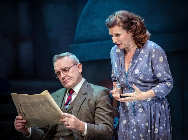 Sian Reeves and Mark Moraghan as Mother and Father in By The Waters of Liverpool. Photo: Anthony Robling.