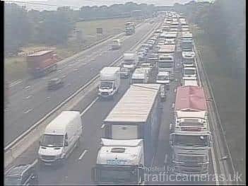 Heavy traffic was building in the area following the collision. (Credit: Highways England)