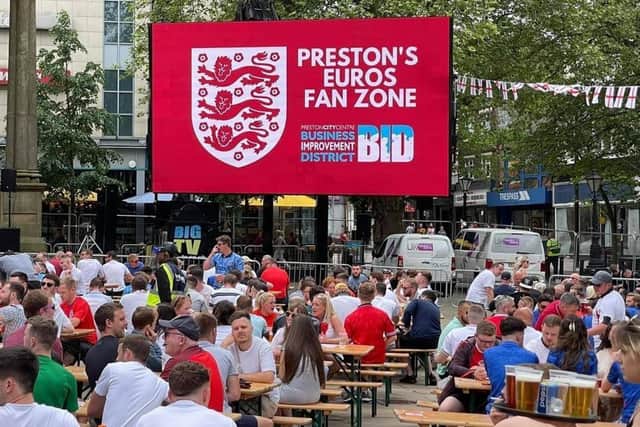 Preston's Fan Zone is getting ready to show the biggest England match since 1966 after the Three Lions battled their way to the Euro 2020 final with a thrilling victory over Denmark last night (Wednesday, July 7)