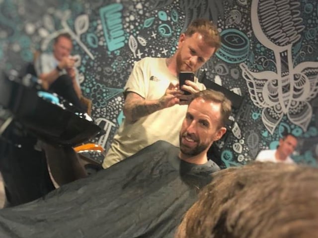 Simon Townley cut Gareth Southgate's hair at the 2018 World Cup in Russia.