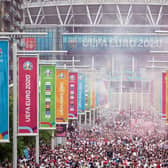 Fans outside Wembley Stadium as England prepare to take on Italy