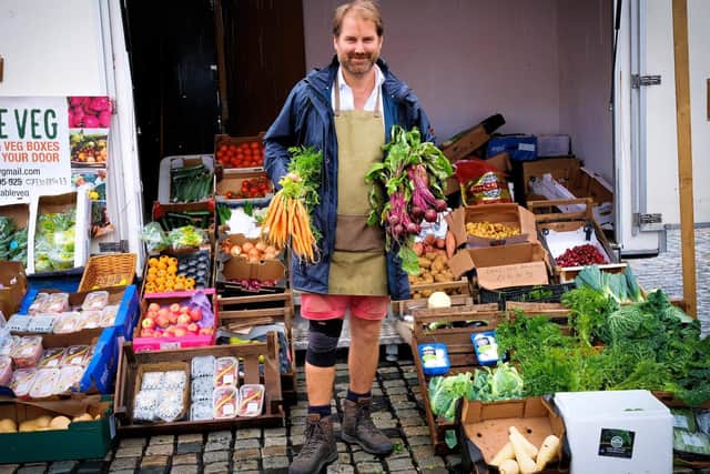 Charles Metcalf of Stable Veg at the market