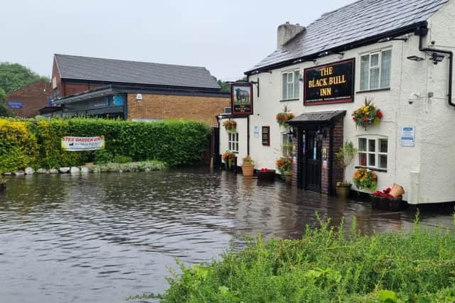 The Black Bull Inn in Pope Lane was deluged on Monday (July 12) after torrential rain hit Penwortham. Pic: Black Bull