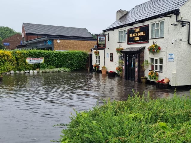 The Black Bull Inn in Pope Lane was deluged on Monday (July 12) after torrential rain hit Penwortham. Pic: Black Bull